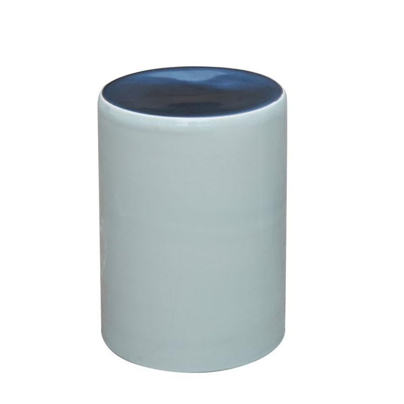 Chinese Column Stool, Celadon, Blue Glaze by WL Ceramics For Sale