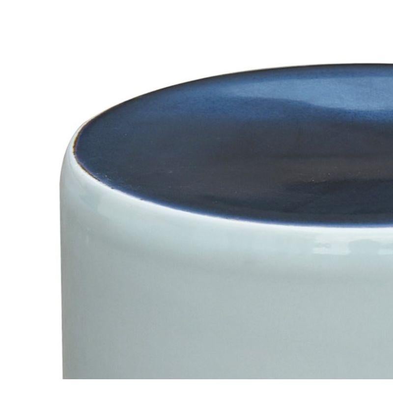 Contemporary Column Stool, Celadon, Blue Glaze by WL Ceramics For Sale