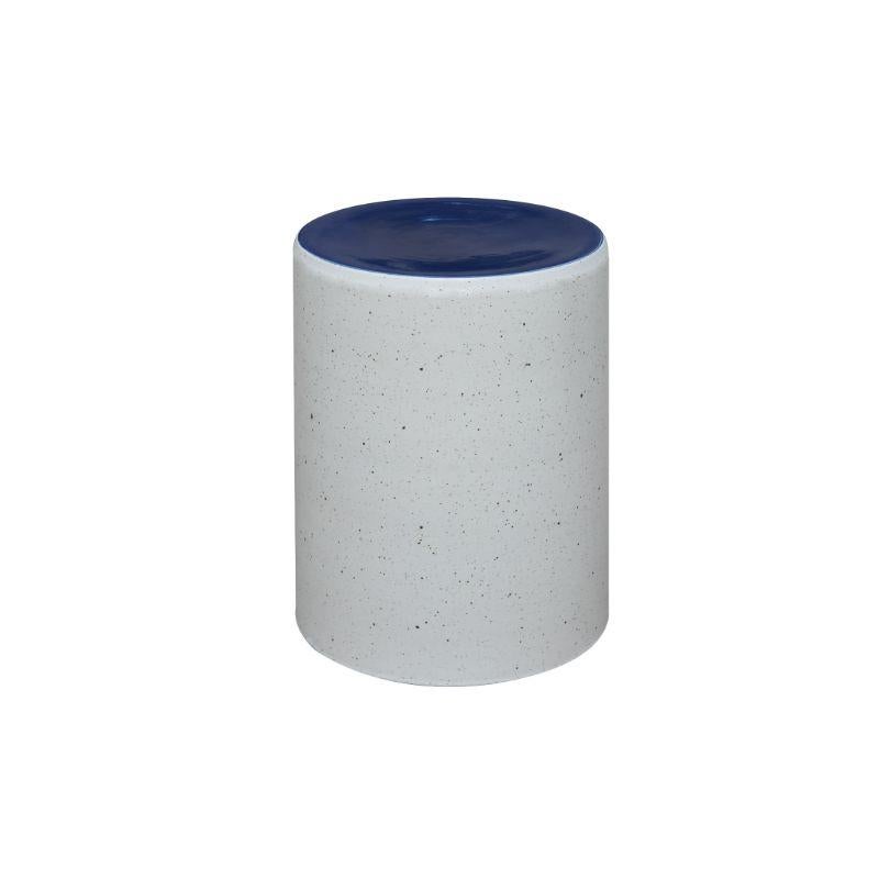Porcelain Column Stool, Celadon, Blue Glaze by WL Ceramics For Sale