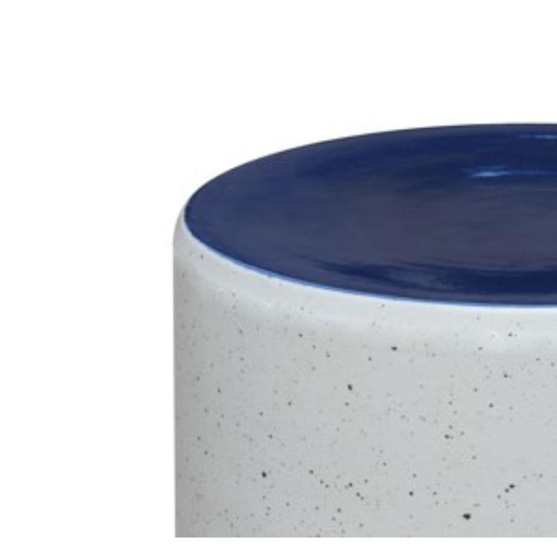 Chinese Column Stool, White Effect and Blue Glaze by WL CERAMICS