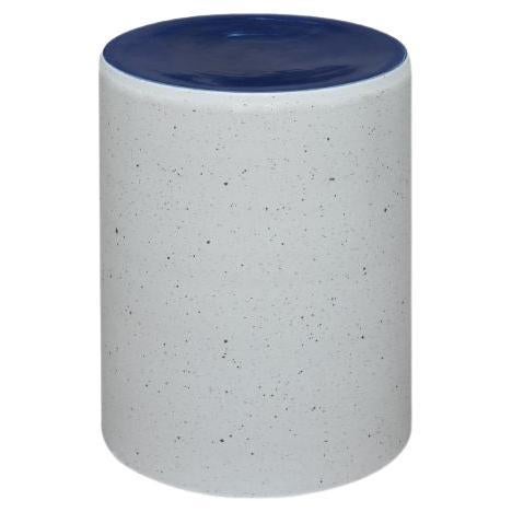 Column Stool, White Effect and Blue Glaze by WL CERAMICS