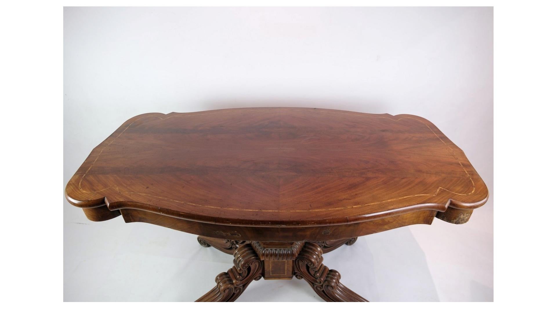 Danish Late Empire Column Table Made In Mahogany From 1840s For Sale
