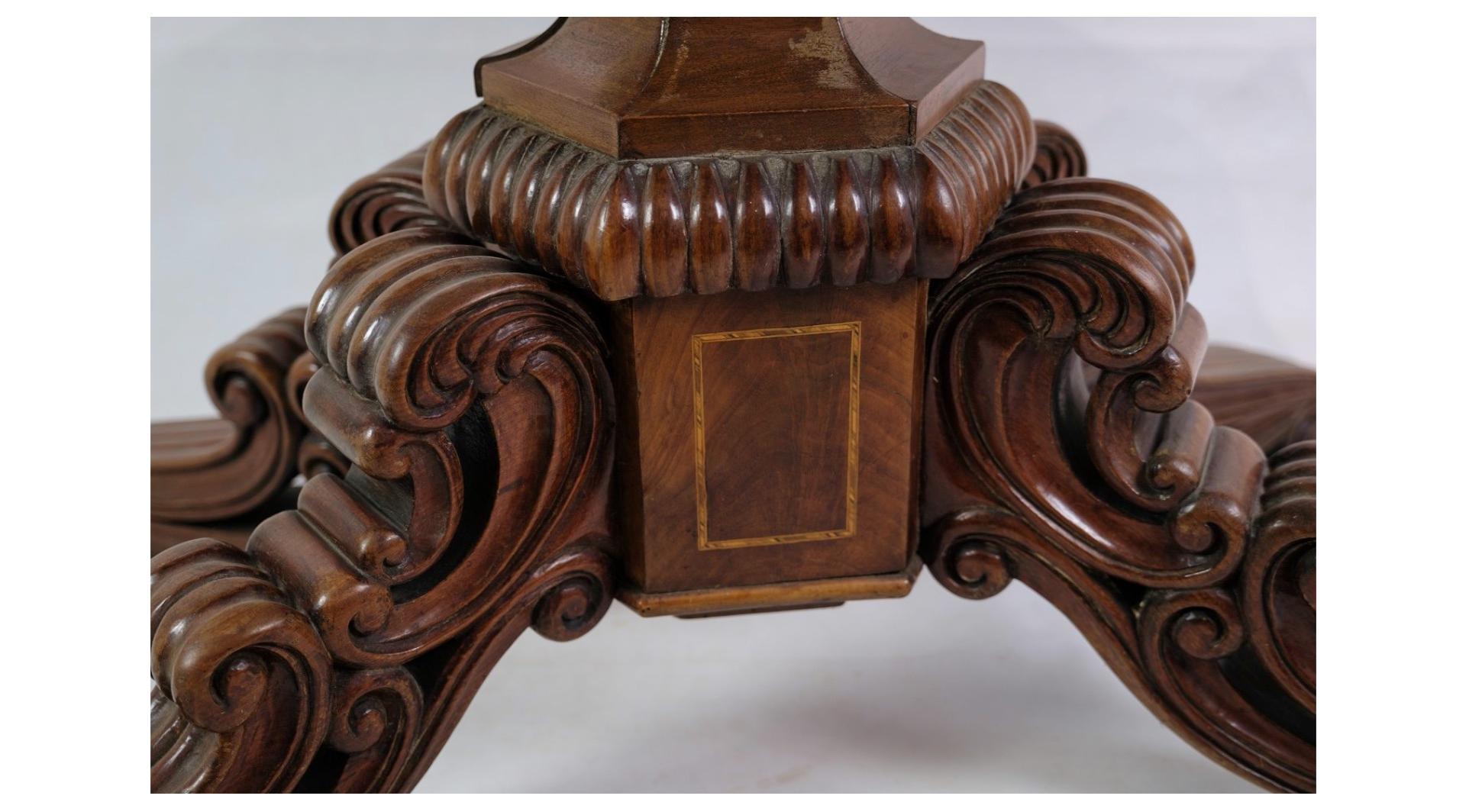 Late Empire Column Table Made In Mahogany From 1840s In Good Condition For Sale In Lejre, DK