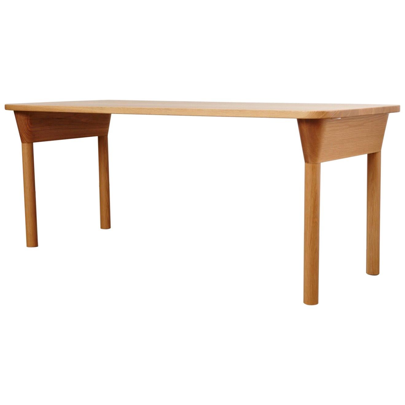 “Column Table” Minimalist Solid Wood Oak Dining Table or Desk For Sale