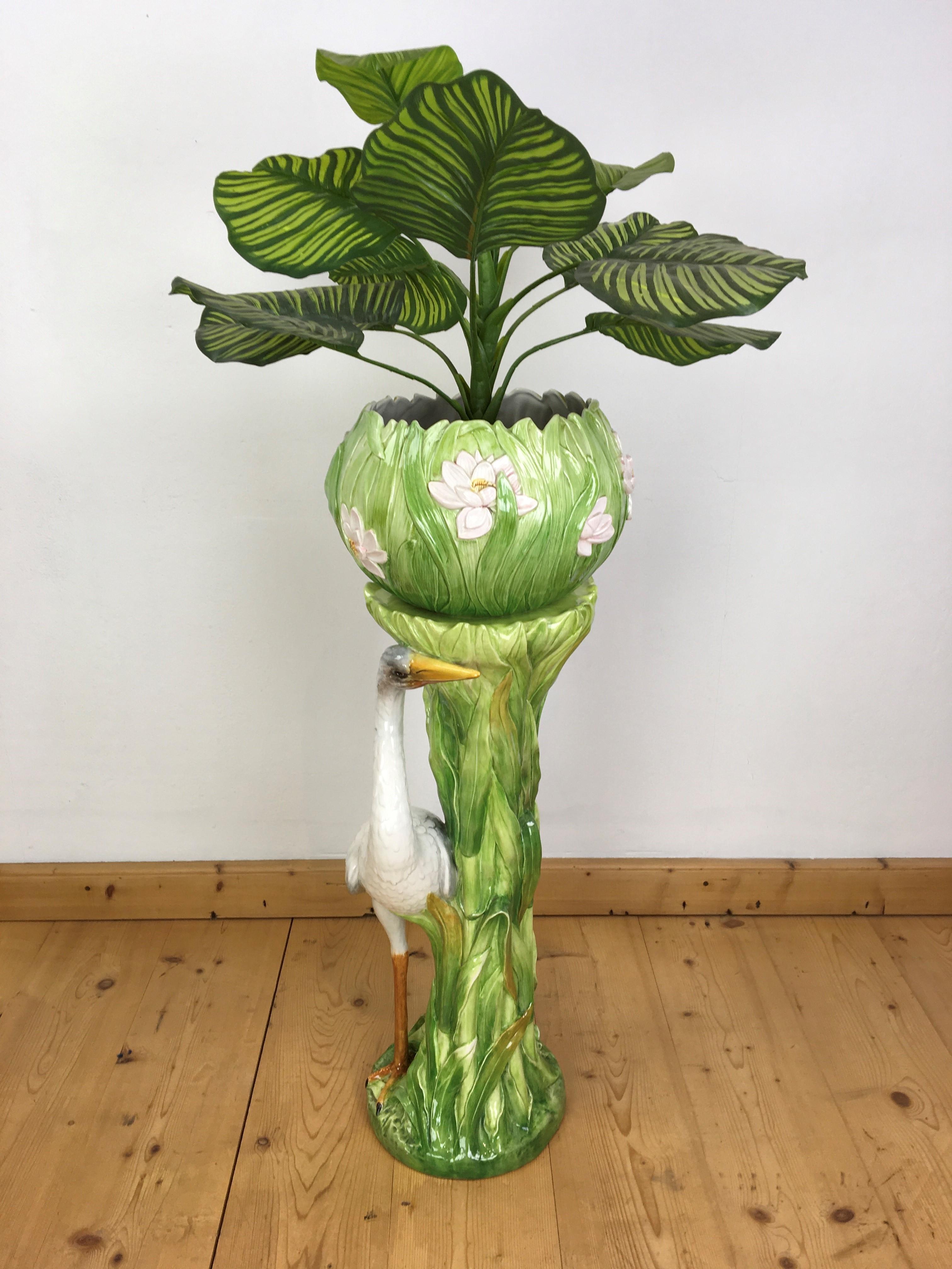 Säulensäule mit Heron und Pflanzgefäß, Italien 12