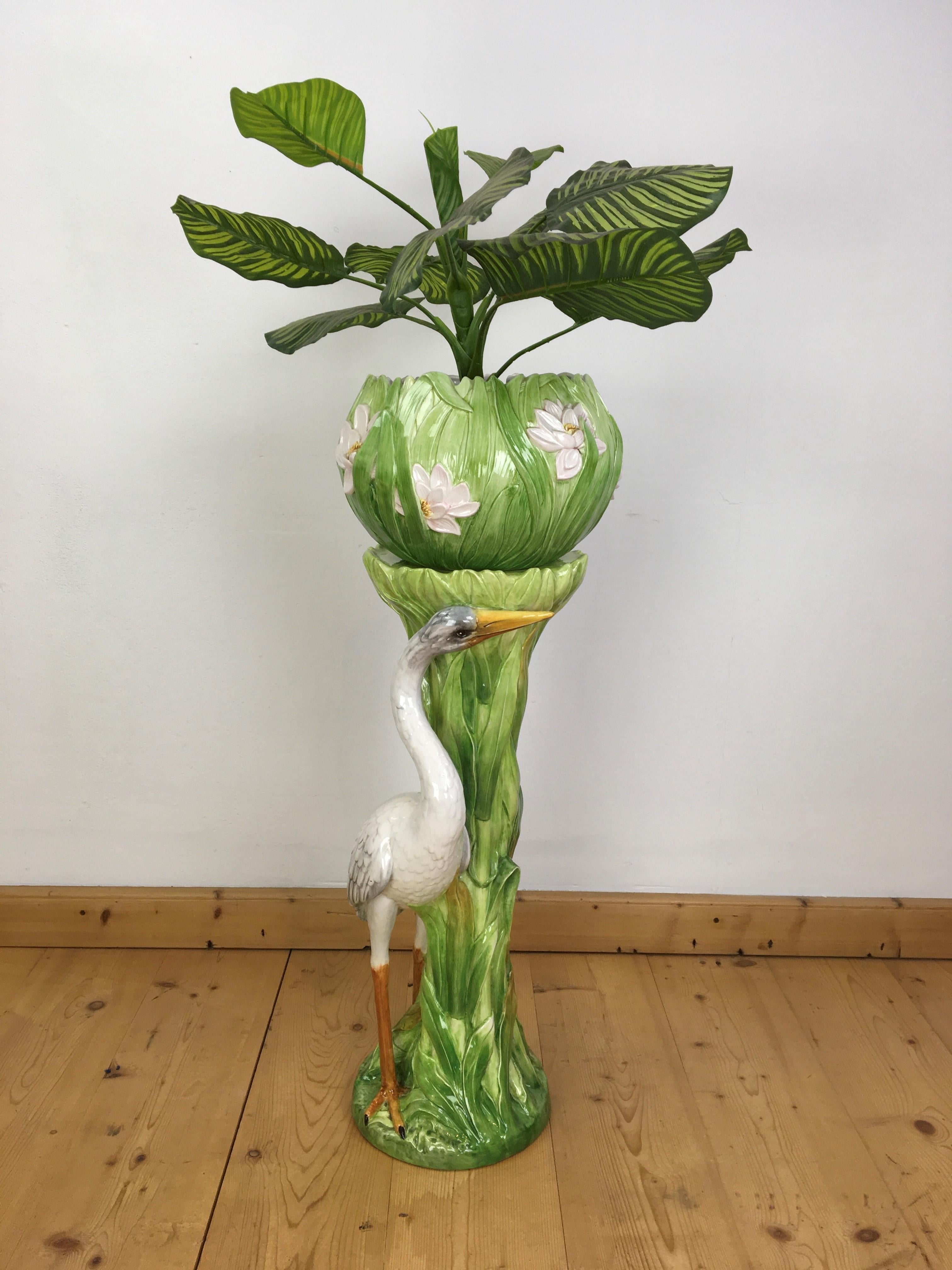 Säulensäule mit Heron und Pflanzgefäß, Italien 13