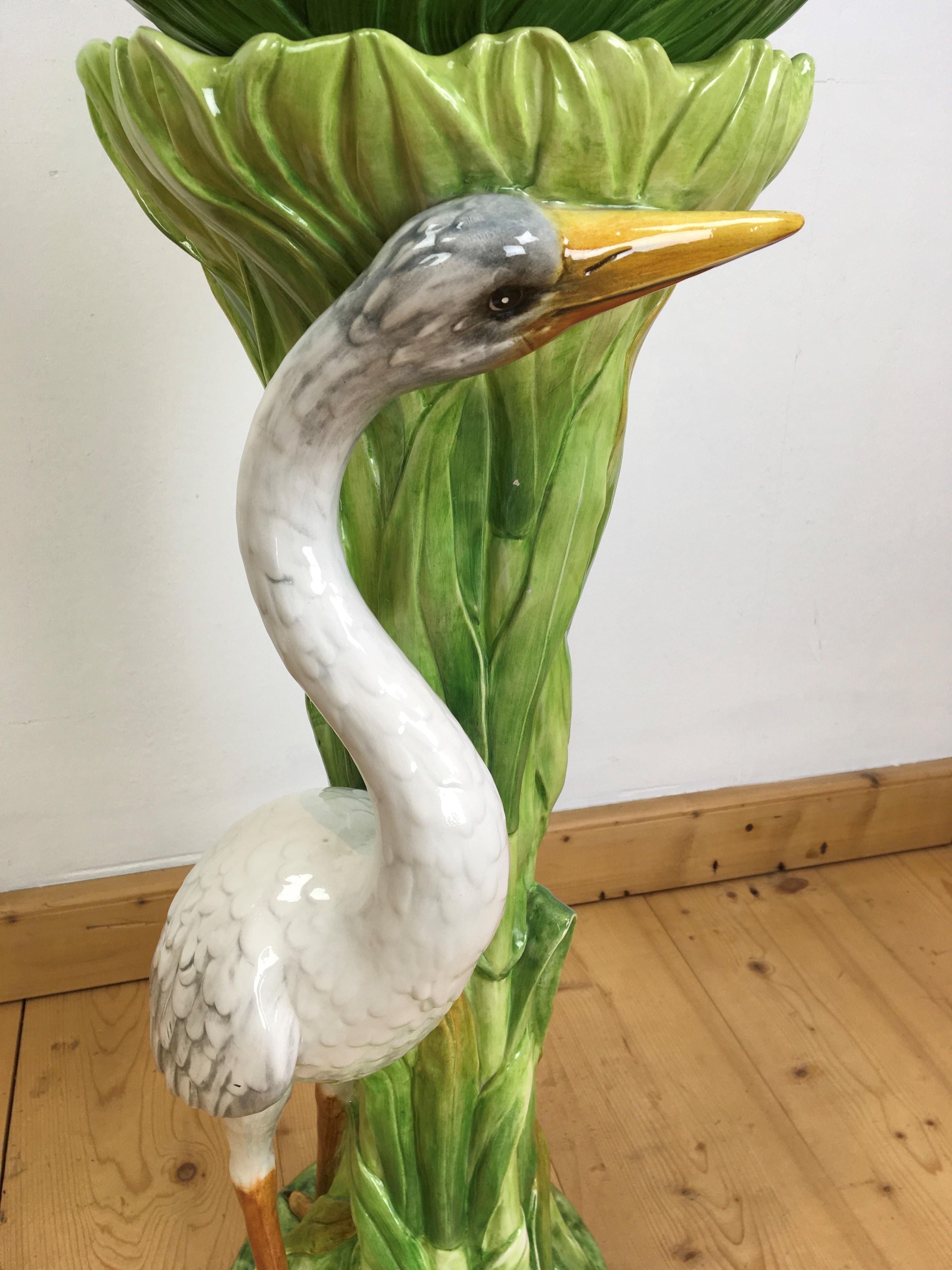 Säulensäule mit Heron und Pflanzgefäß, Italien im Zustand „Gut“ in Retie, BE