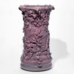 Columna I, a purple ceramic vessel inspired by rococo architecture by Jo Taylor