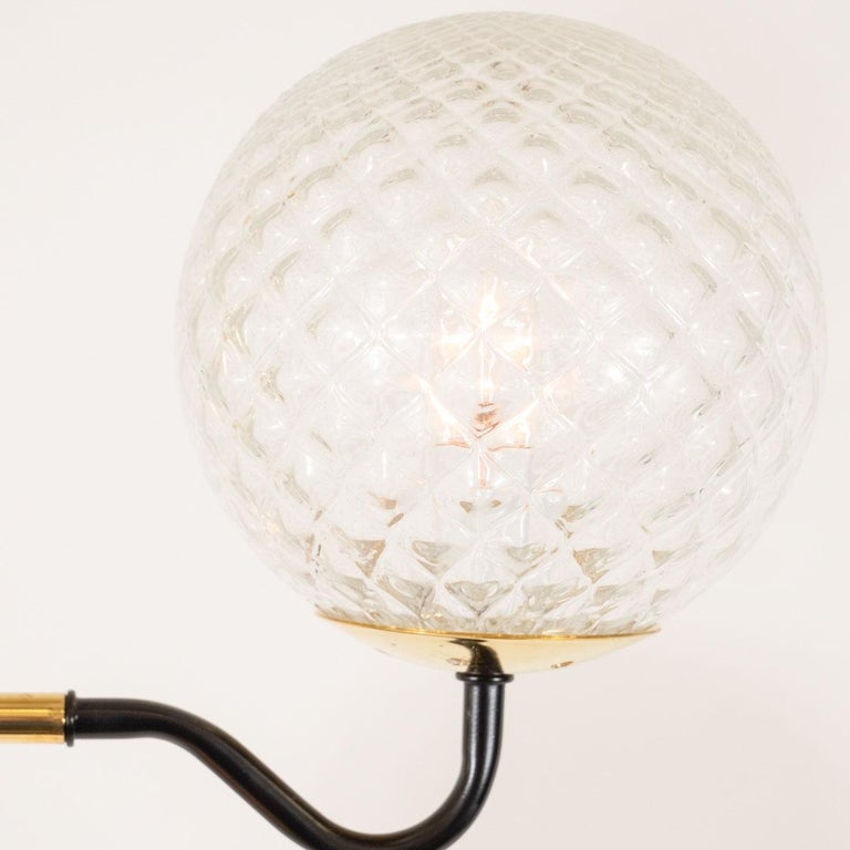 Curated visual reference: Textured Glass Globe Lights Reference: Columnar Brass Chandelier With Glass Globes For Sale At 1Stdibs