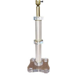 Columnar Lucite and Brass Rods Table Reading Lamp, circa 1970
