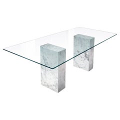 Columns Dining Table Portobello Italian Marble Bases & Glass Top Design Spain