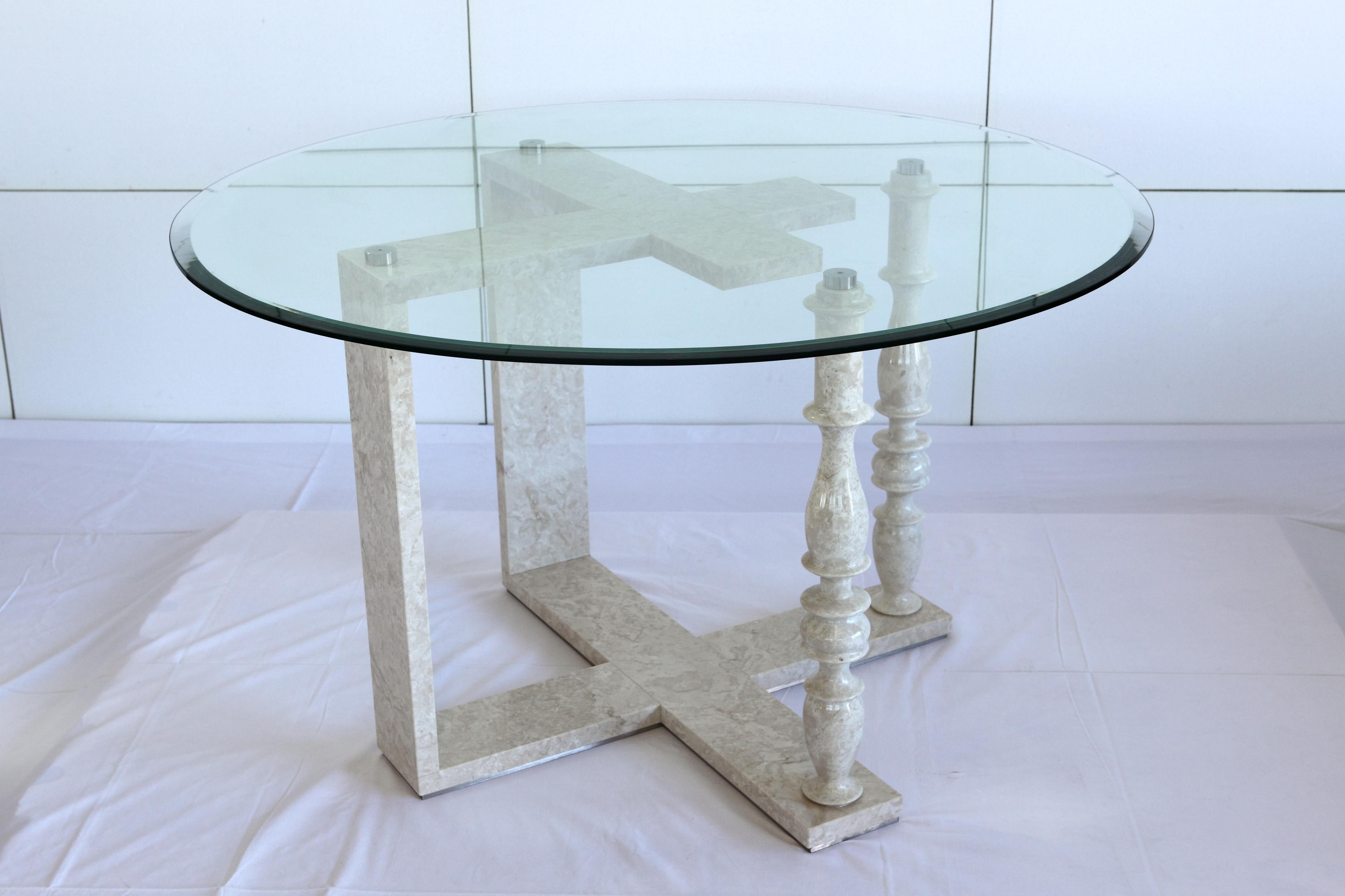 Classical Roman Columnus Frame, Classical Bianco Veselye Marble Table by Luca Scacchetti For Sale