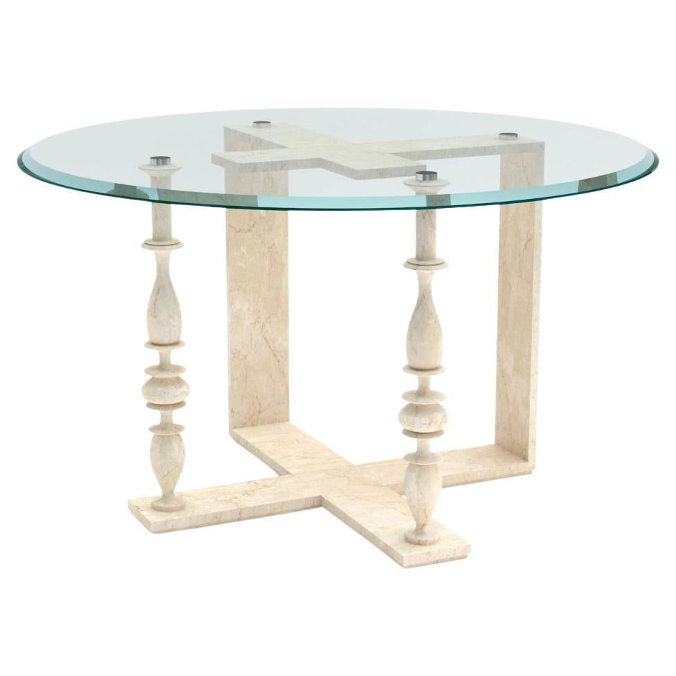 Columns Frame, Classical Bianco Veselye Marble Table by Luca Scacchetti For Sale