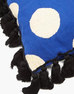 Colville Handmade Polka-Dot Cotton Cushion, Black Tassles, Molly Molloy, Mexico