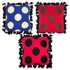 Colville Handmade Polka-Dot Cotton Cushion, Black Tassles, Molly Molloy, Mexico