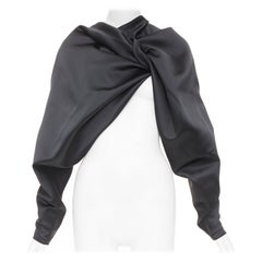 COLVILLE twisted neck draped open front silk satin asymmetry shrug top IT40 S
