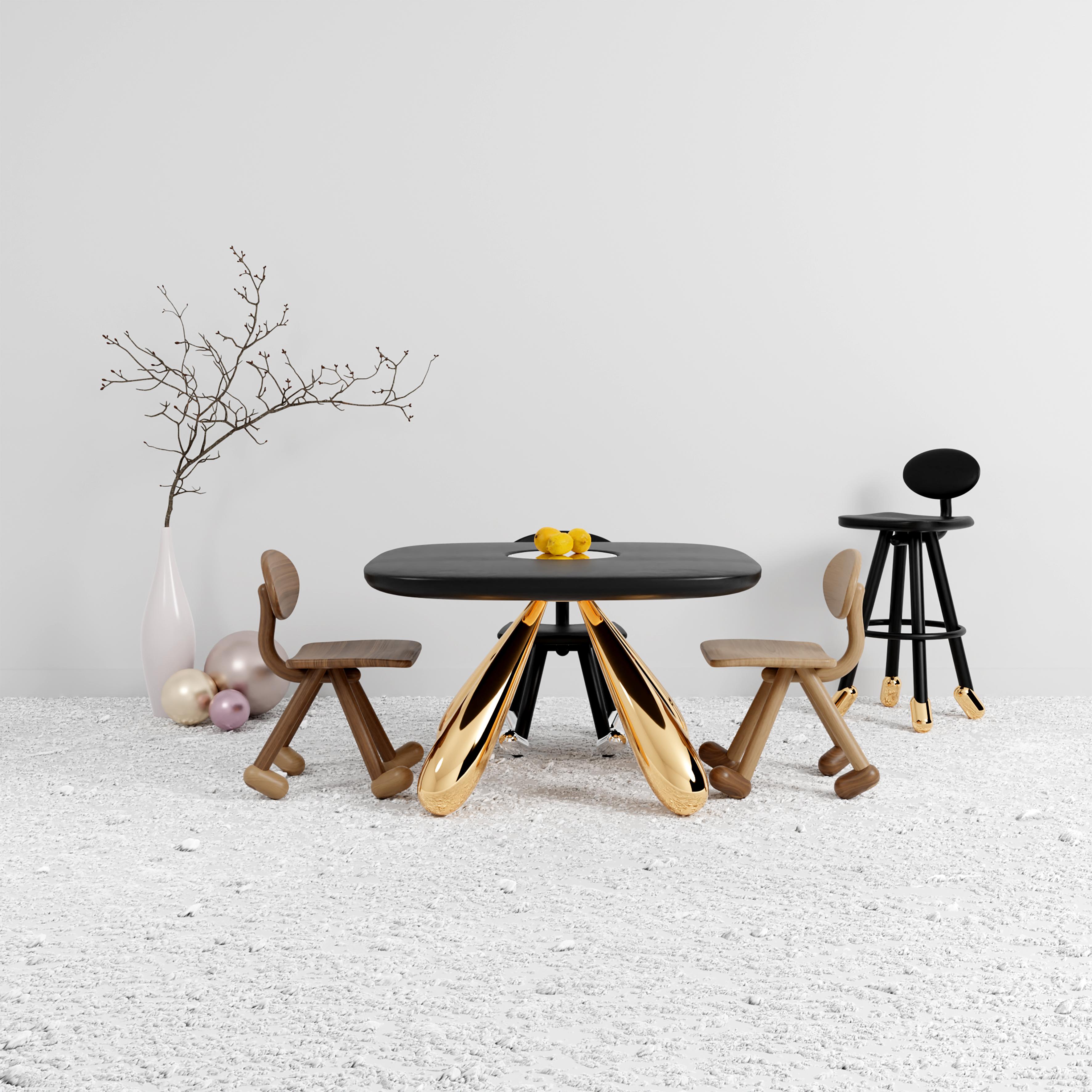 Cast Comalli Dining Table by Design VA . Ebonized Oak & Bronze For Sale