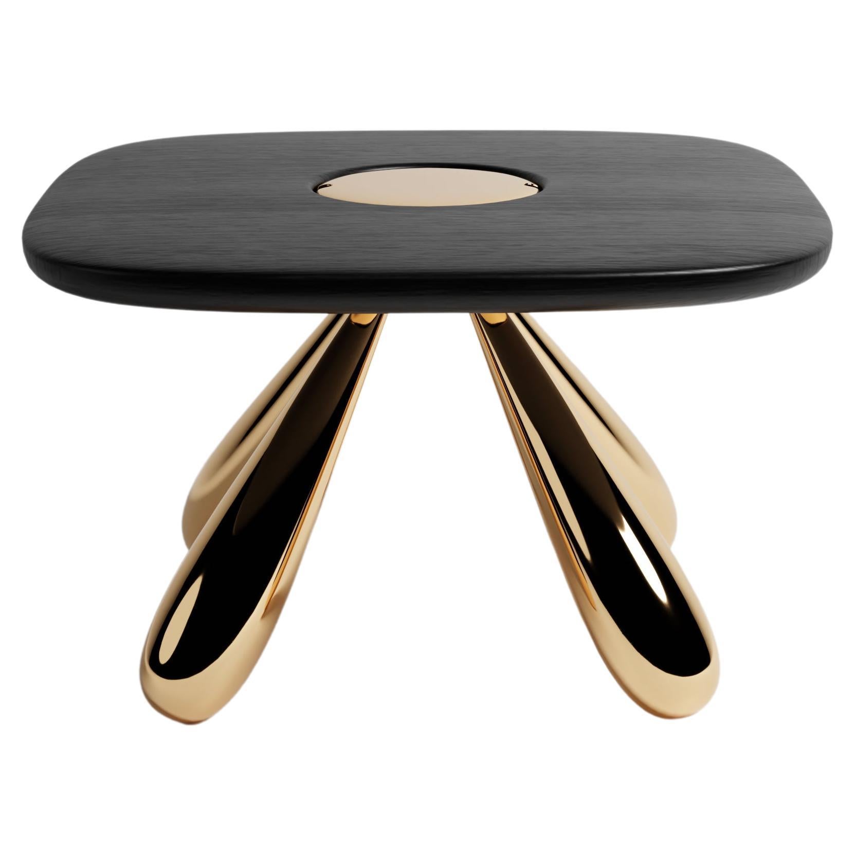 Comalli Dining Table by Design VA . Ebonized Oak & Bronze For Sale
