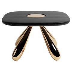 Comalli Dining Table by Design VA. Ebonized Oak and Bronze