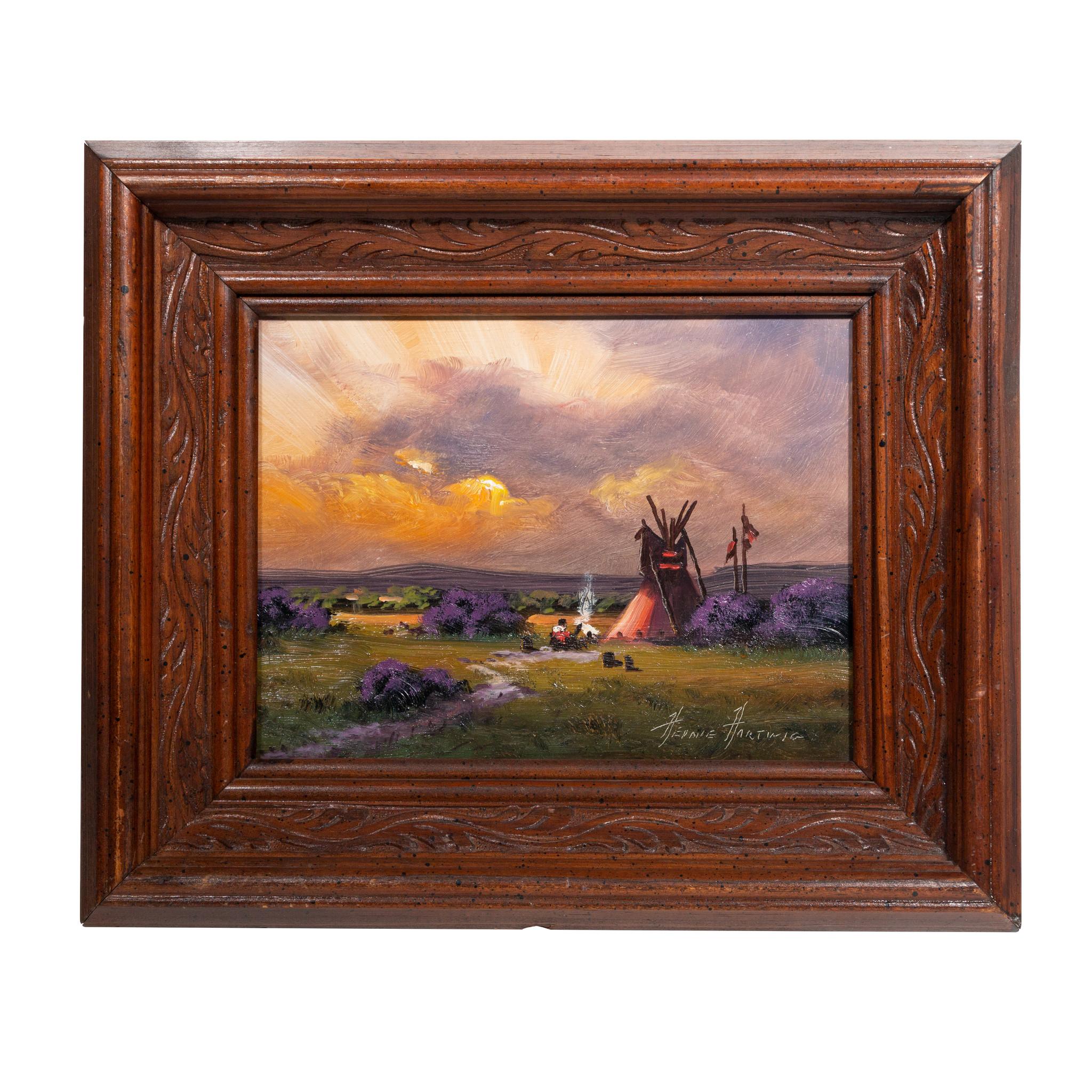 Originales Ölgemälde „Komanche Camp“ von Heinie Hartwig (amerikanisch) im Angebot