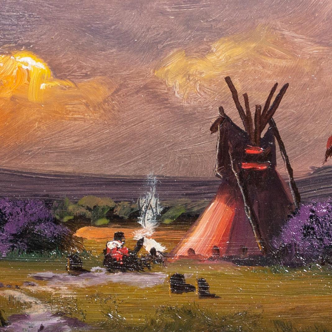 Originales Ölgemälde „Komanche Camp“ von Heinie Hartwig (Handbemalt) im Angebot