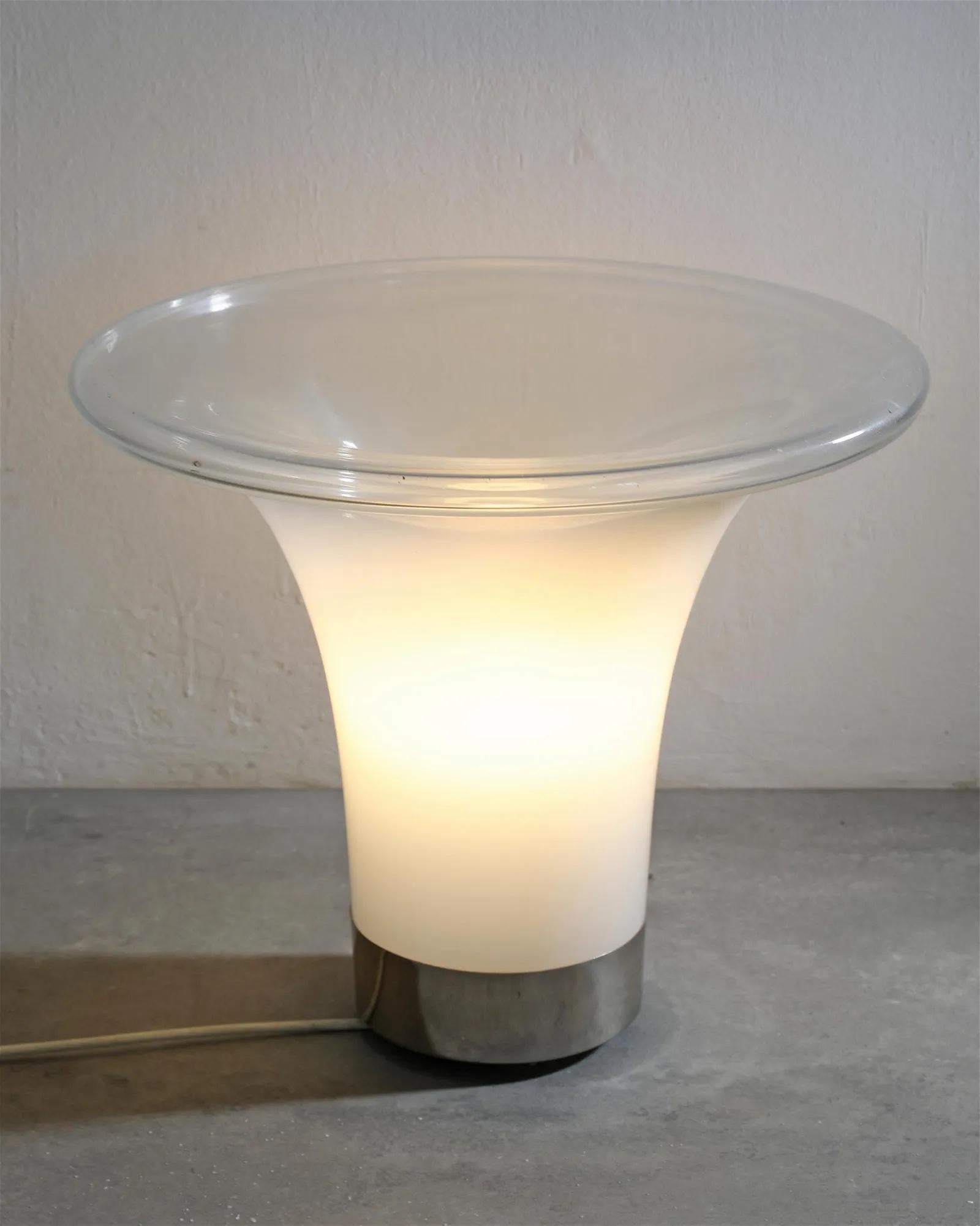 Comare by Vistosi features opaline glass and solid steel lamps. Designed in 1972.