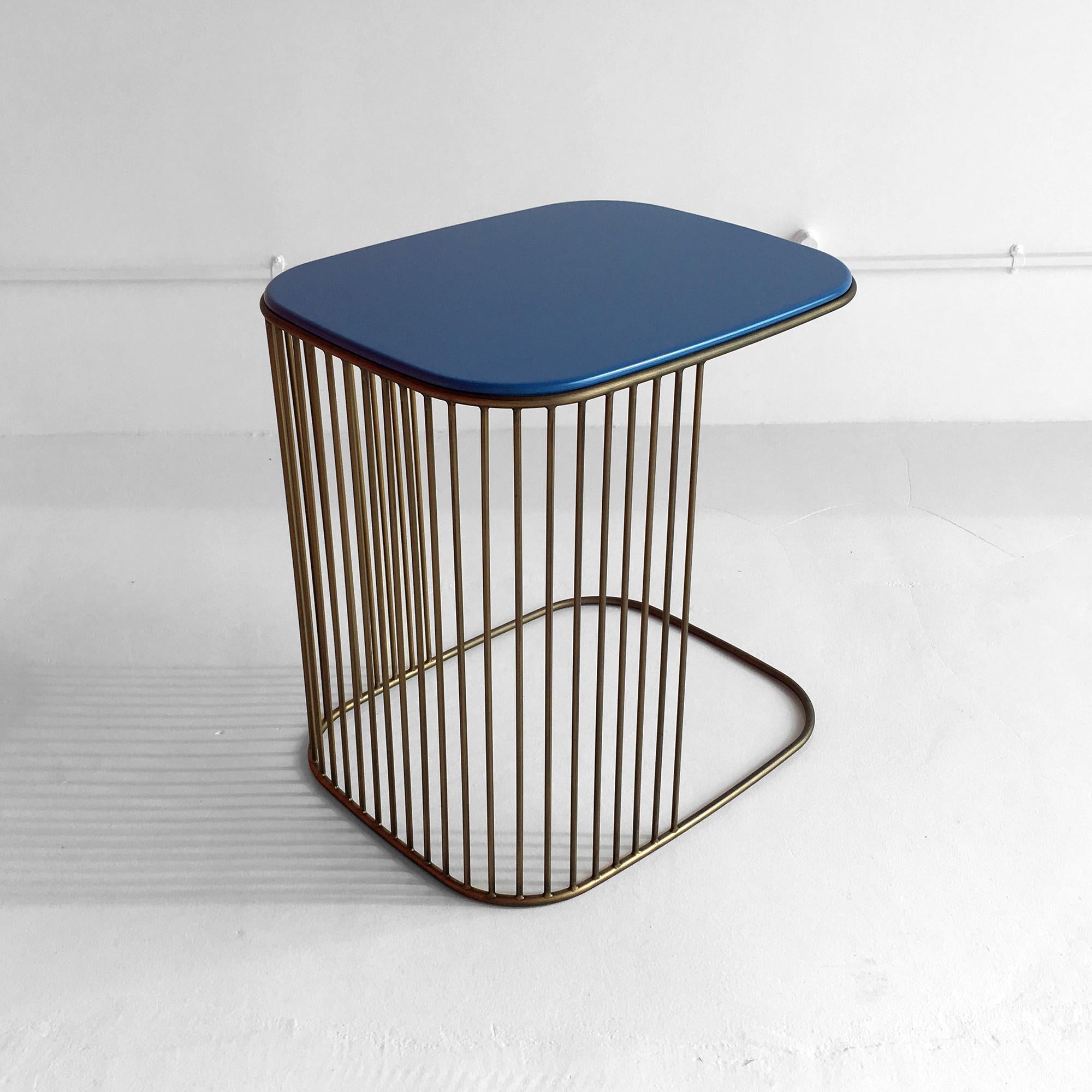 Modern Comb Blue Frame Side Table by Gordon Guillaumier, Made in Italy  For Sale