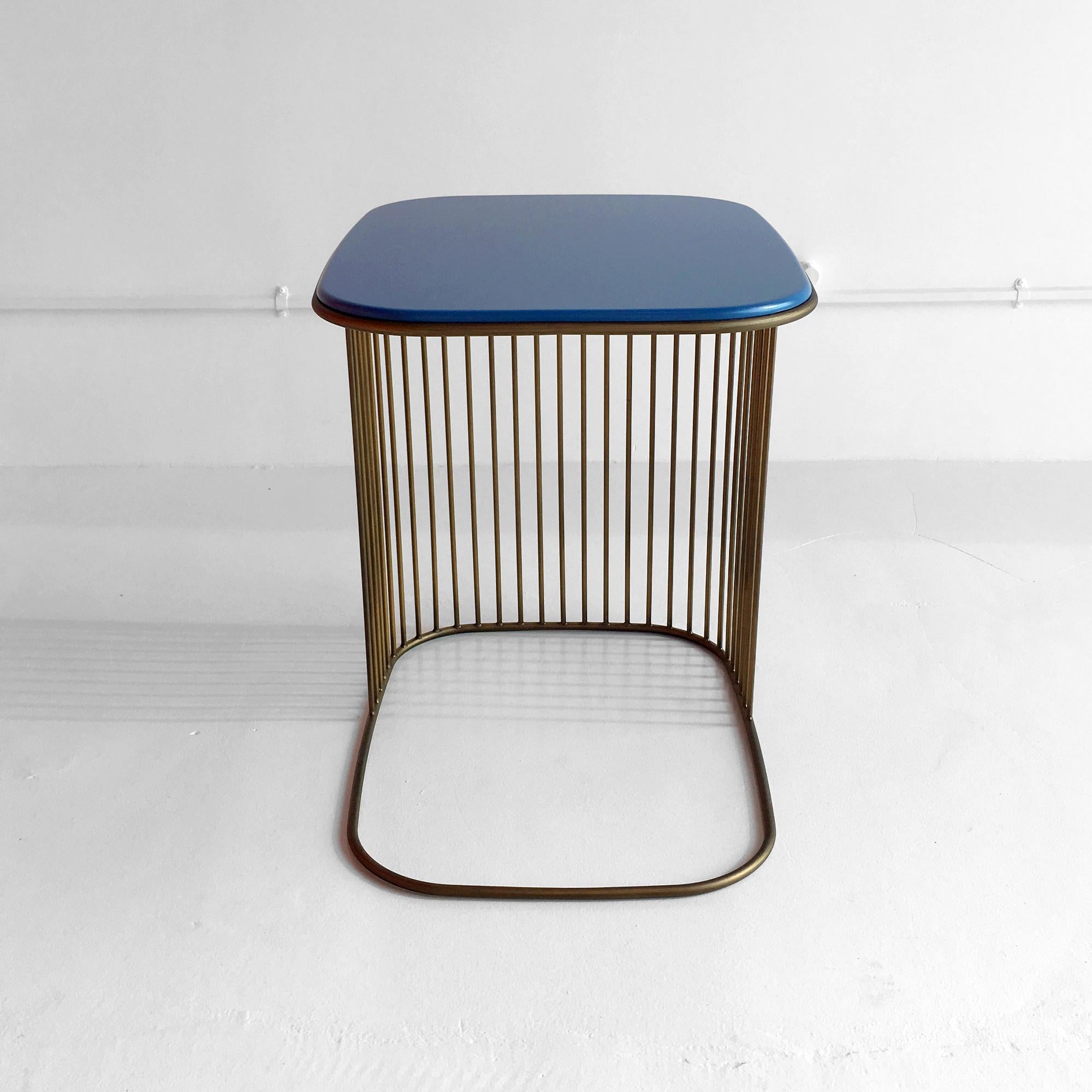 Italian Comb Blue Frame Side Table by Gordon Guillaumier, Made in Italy  For Sale