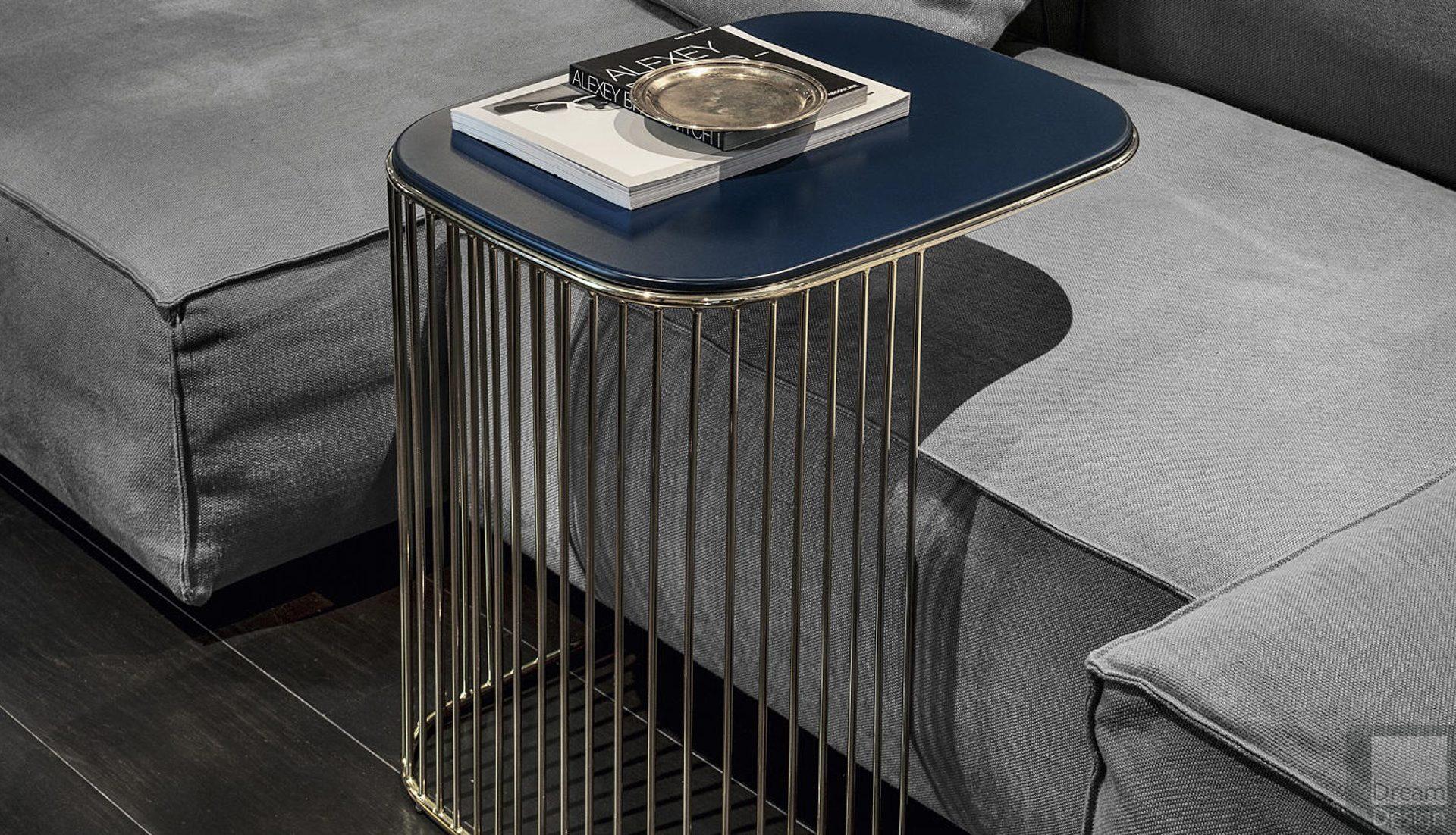 Contemporary Comb Blue Frame Side Table by Gordon Guillaumier, Made in Italy  For Sale