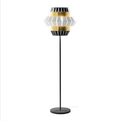 Contemporary Art Deco Inspired Comb Floor Lamp Ivory and Polished Brass