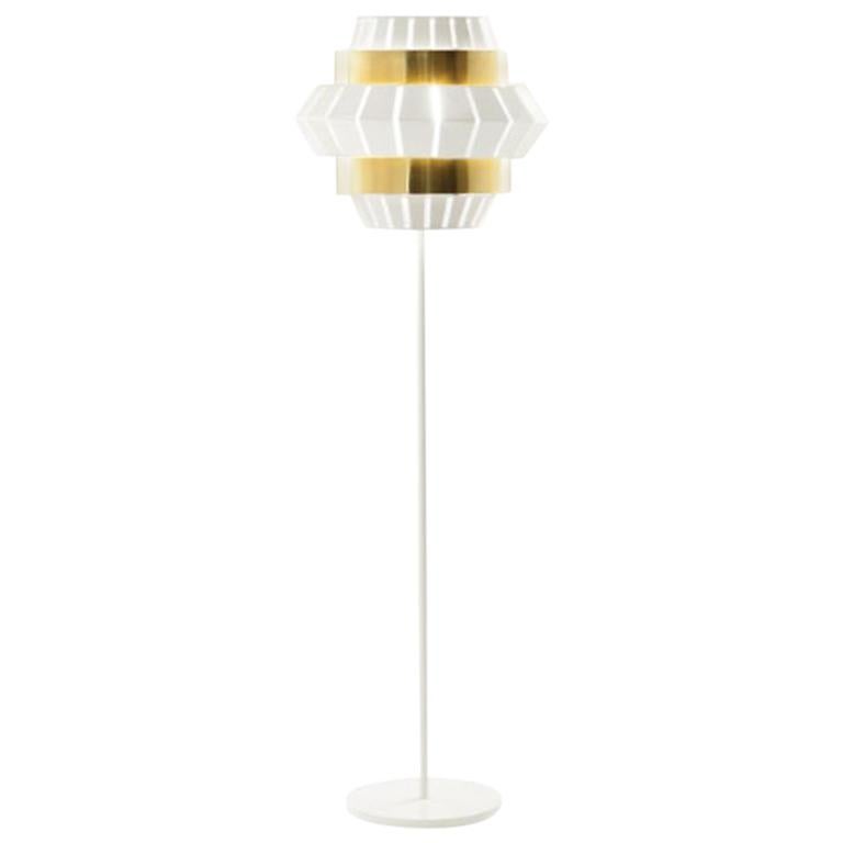 Contemporary Art Deco Inspired Comb Floor Lamp Ivory and Polished Brass