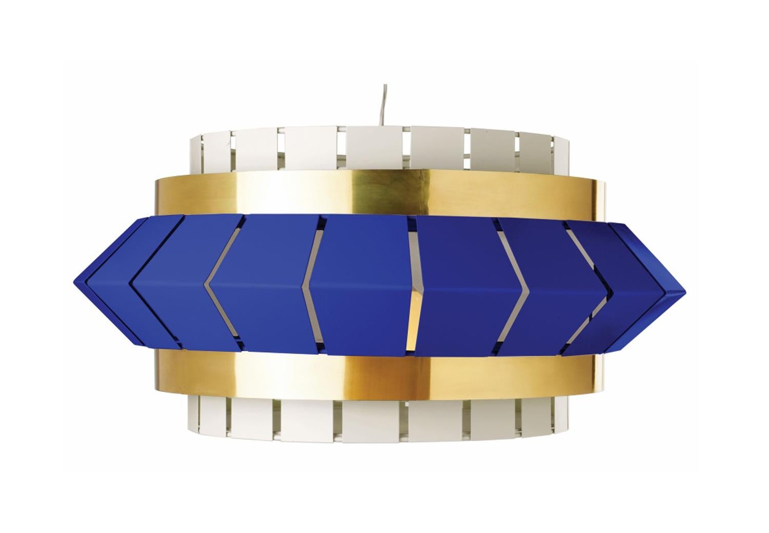 Portuguese Contemporary Art Deco Inspired Comb I Pendant Lamp in Taupe, Ivory and  Brass For Sale