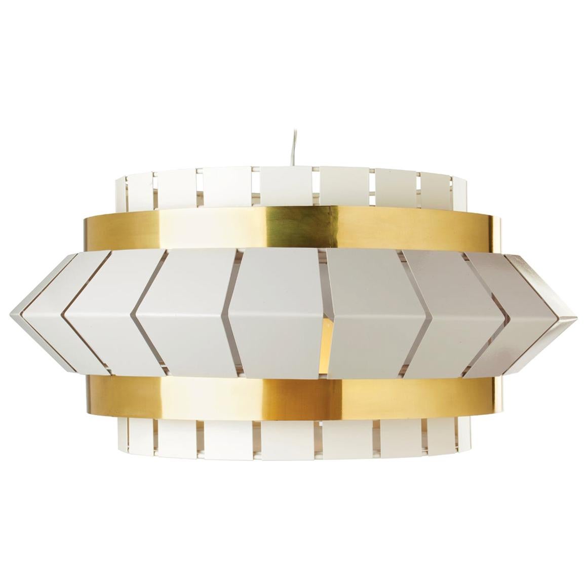 Contemporary Art Deco Inspired Comb I Pendant Lamp in Taupe, Ivory and  Brass For Sale