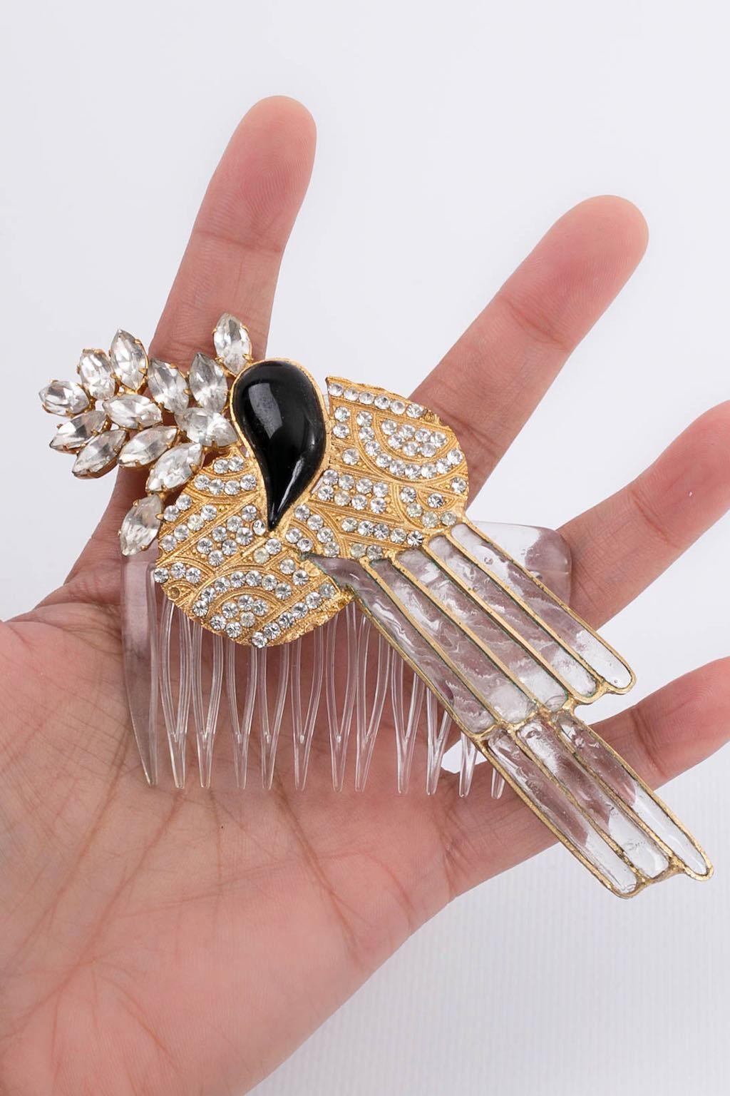 Pettine in metallo dorato e pasta di vetro In condizioni buone in vendita a SAINT-OUEN-SUR-SEINE, FR