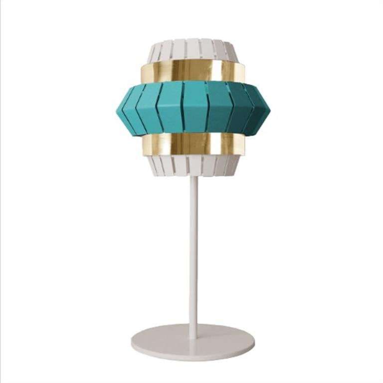 Contemporary Art Deco Inspired Comb Table Lamp Taupe, Ivory and Polished Brass In New Condition For Sale In Lisbon, PT