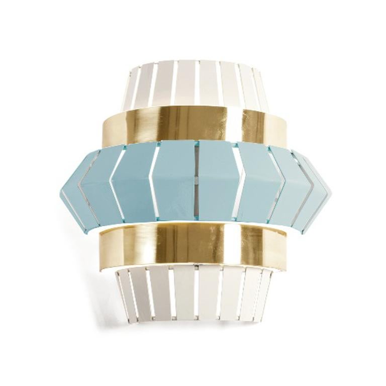 Portuguese Contemporary Art Deco Inspired Comb Wall Sconce Ivory and Polished Brass For Sale