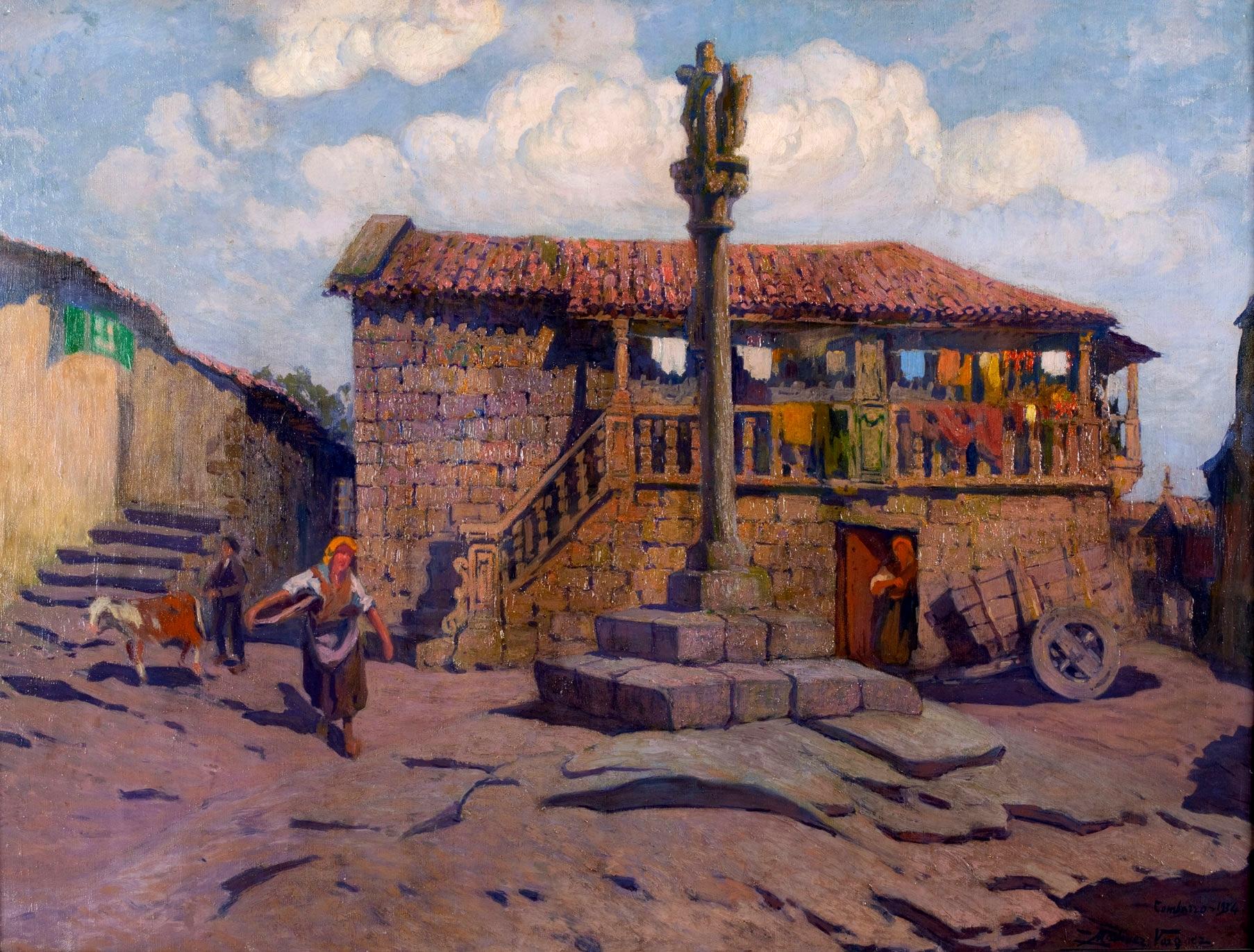 Landscape of this town of Pontevedra, made by Eduardo Martínez Vázquez (Fresnedilla, Ávila, 1886 Madrid, 1971), a landscape painter who studied at the School of Fine Arts of San Fernando in Madrid, along with Solana, Zuloaga, etc. He was known,