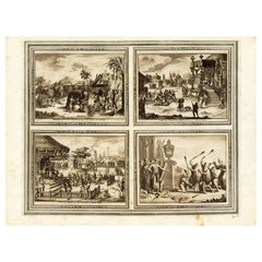 Kampf von Männern mit Löwen vor dem Großen Mogul und drei weiteren, 1725