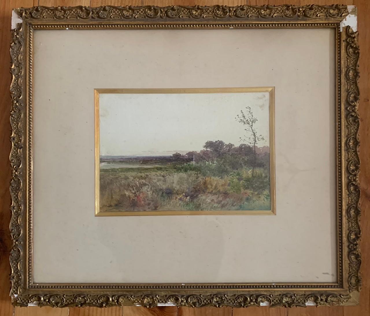 Painted Combe-Velluet Watercolor Landscape France 19th Century For Sale