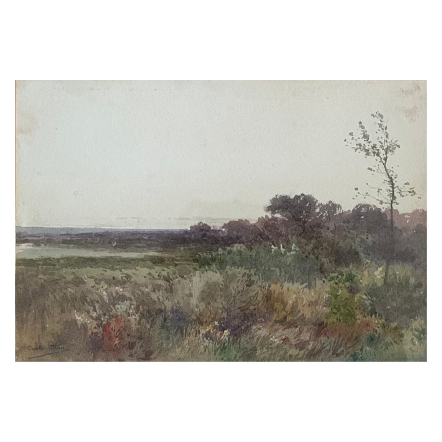 Aquarelle - Paysage de Combe-Velluet - France - 19ème siècle