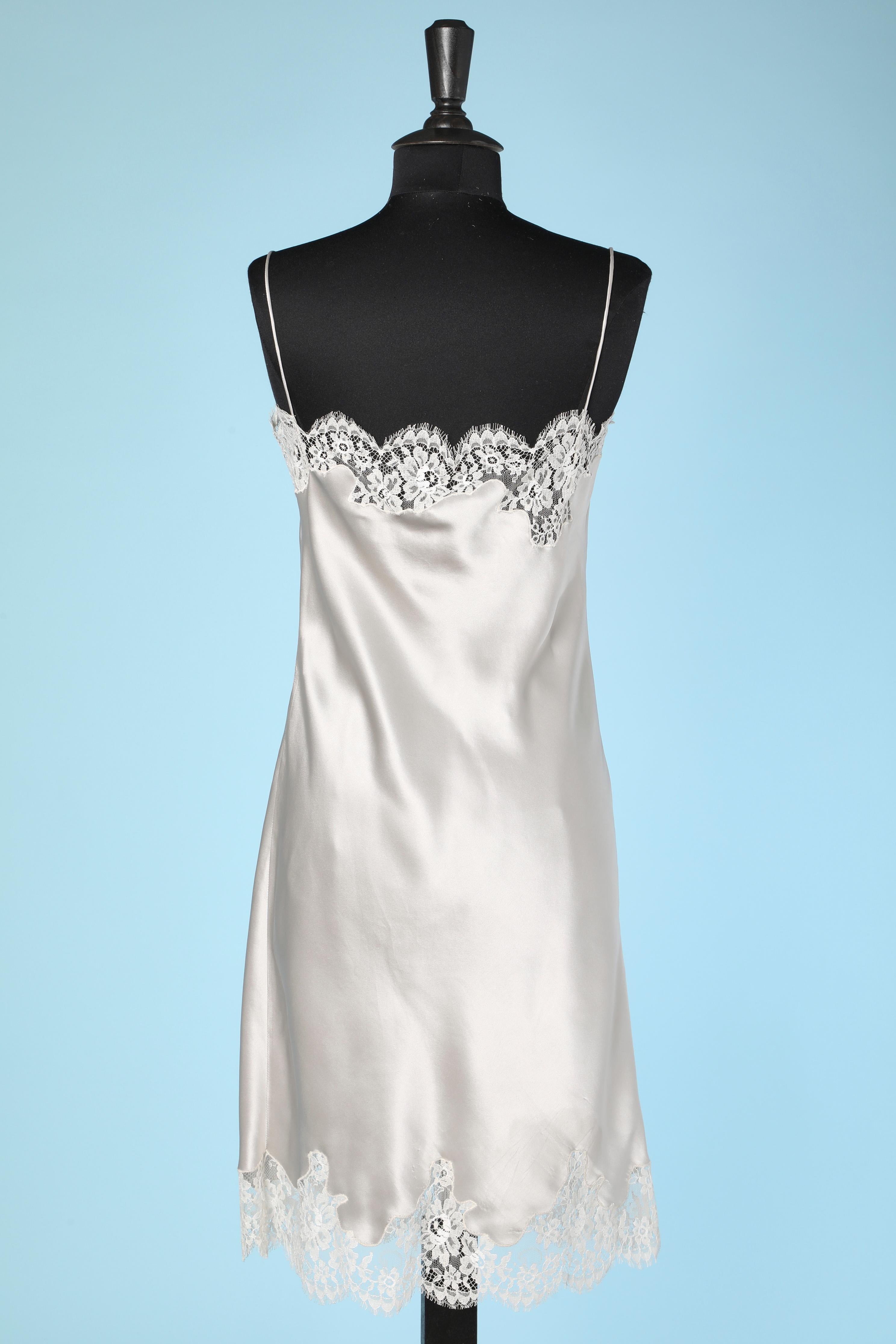 Gray Combinaison dress in grey silk and lace Valentino 