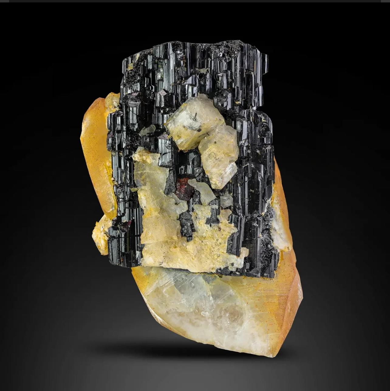 Combination Specimen Of Quartz On Schorl With Garnet Crystals From Pakistan For Sale 3