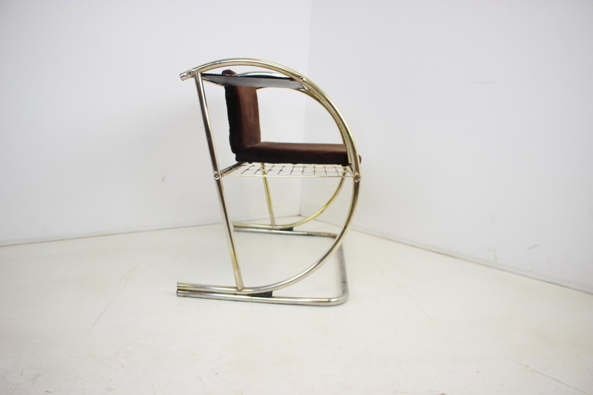 Brass Combined Armchair With Side Table, Germany, 1970s For Sale