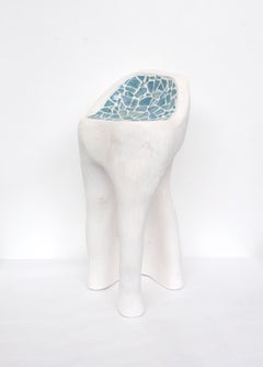 Côme Clérino Sgabello da bar contemporaneo in maiolica modello "Le Solitaire Blue" 2021