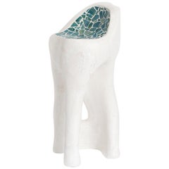 Côme Clérino Contemporary Bar Tiled stool model "Le Solitaire Blue" 2021