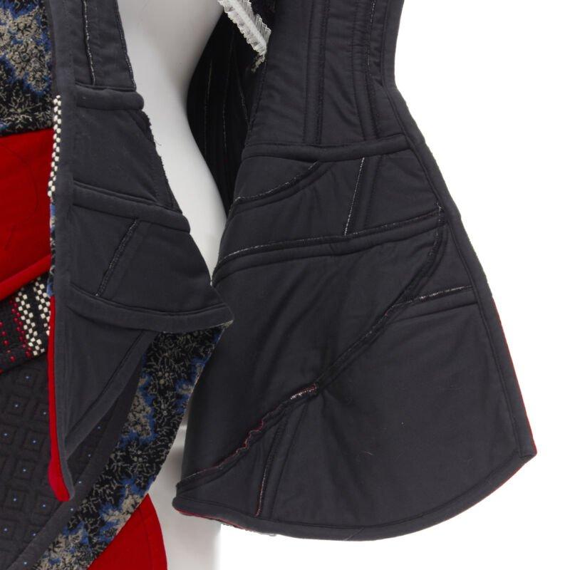 COME DES GARCONS 2001 Runway Vintage rot Samt Tweed dekonstruiert Korsett S im Angebot 5