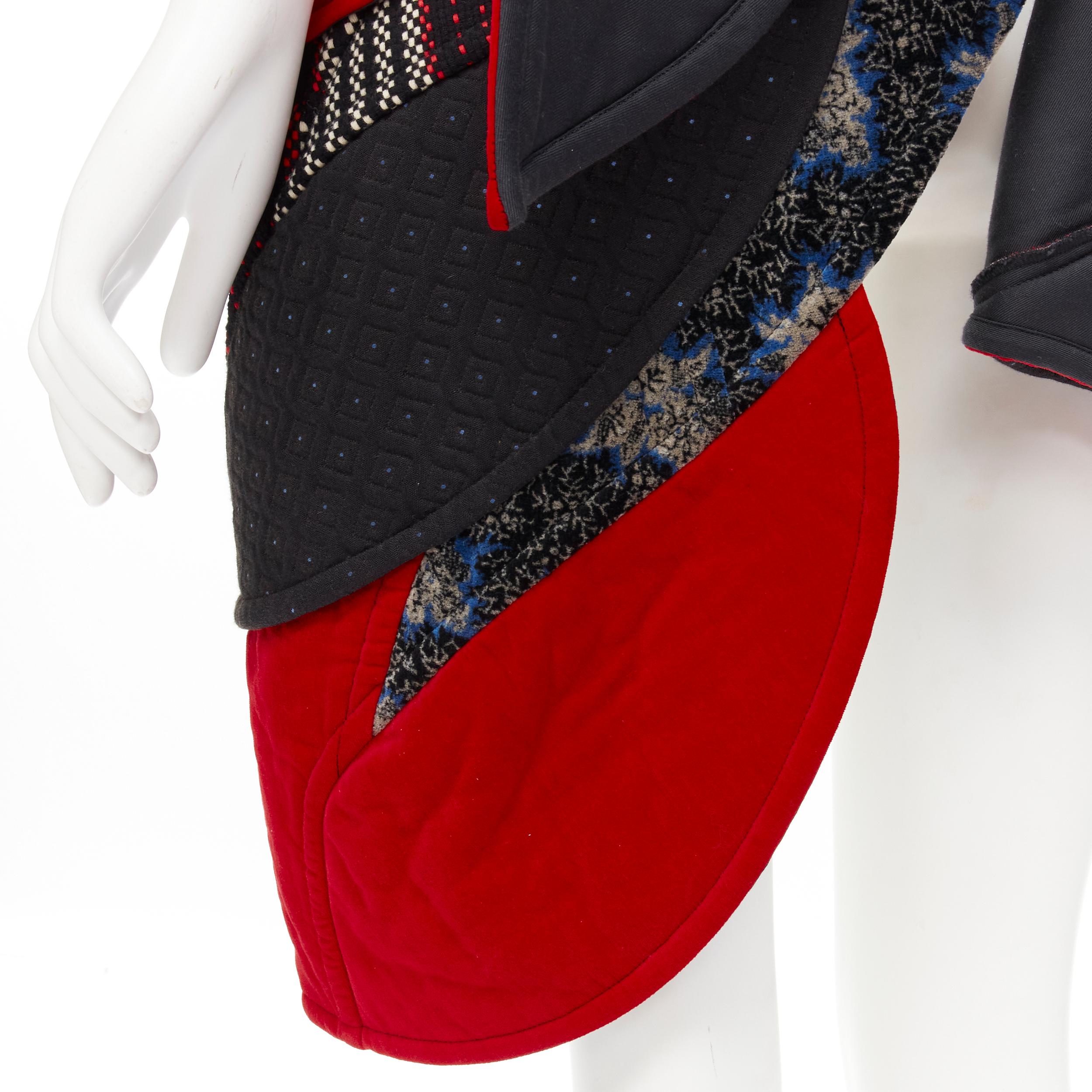COME DES GARCONS 2001 Runway Vintage red velvet tweed deconstructed corset S For Sale 6