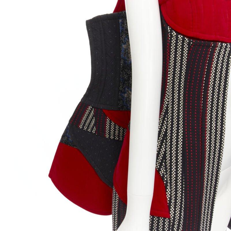 COME DES GARCONS 2001 Runway Vintage rot Samt Tweed dekonstruiert Korsett S im Angebot 3