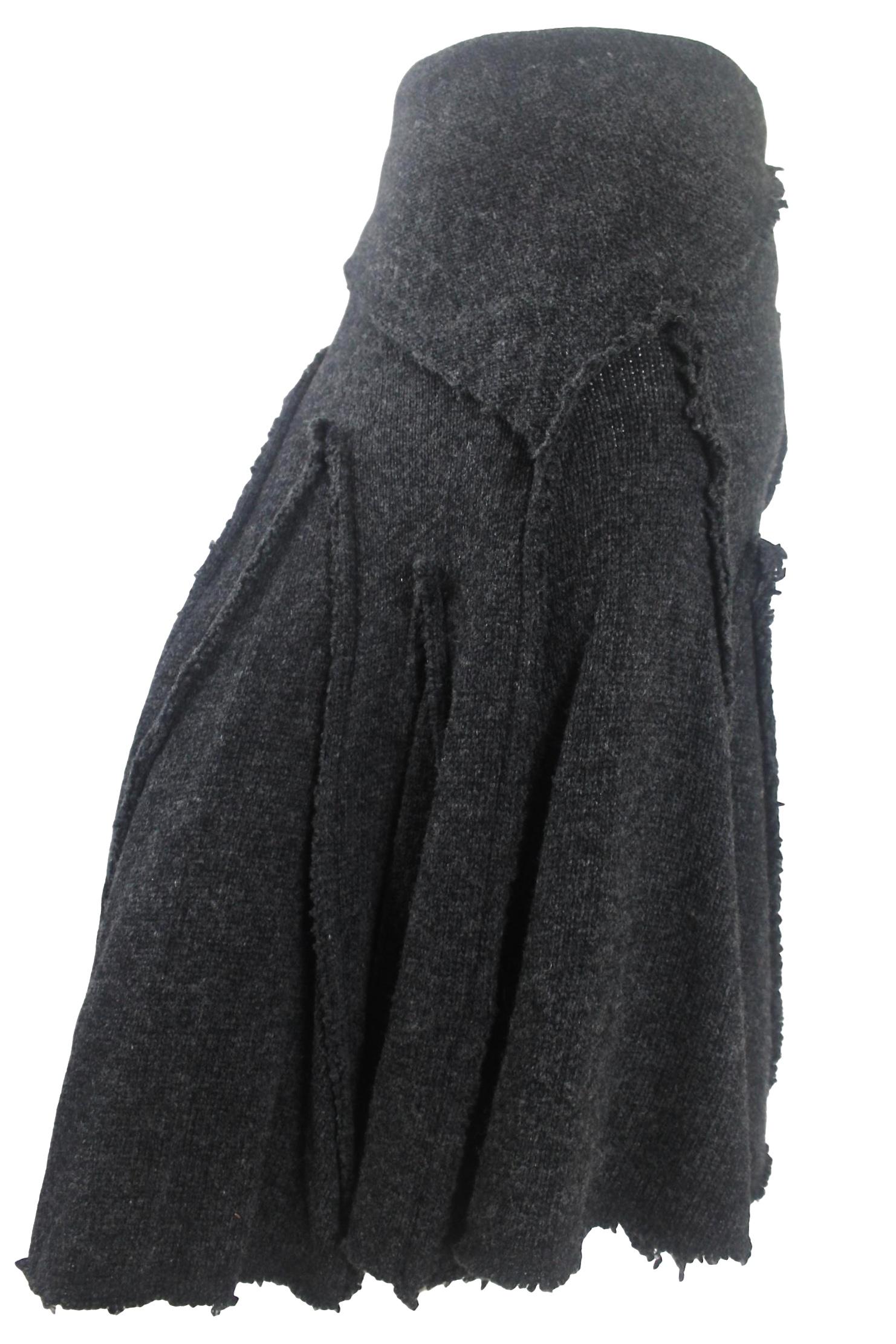 Black Come des Garcons 2002 Collection Wool Knit Skirt For Sale