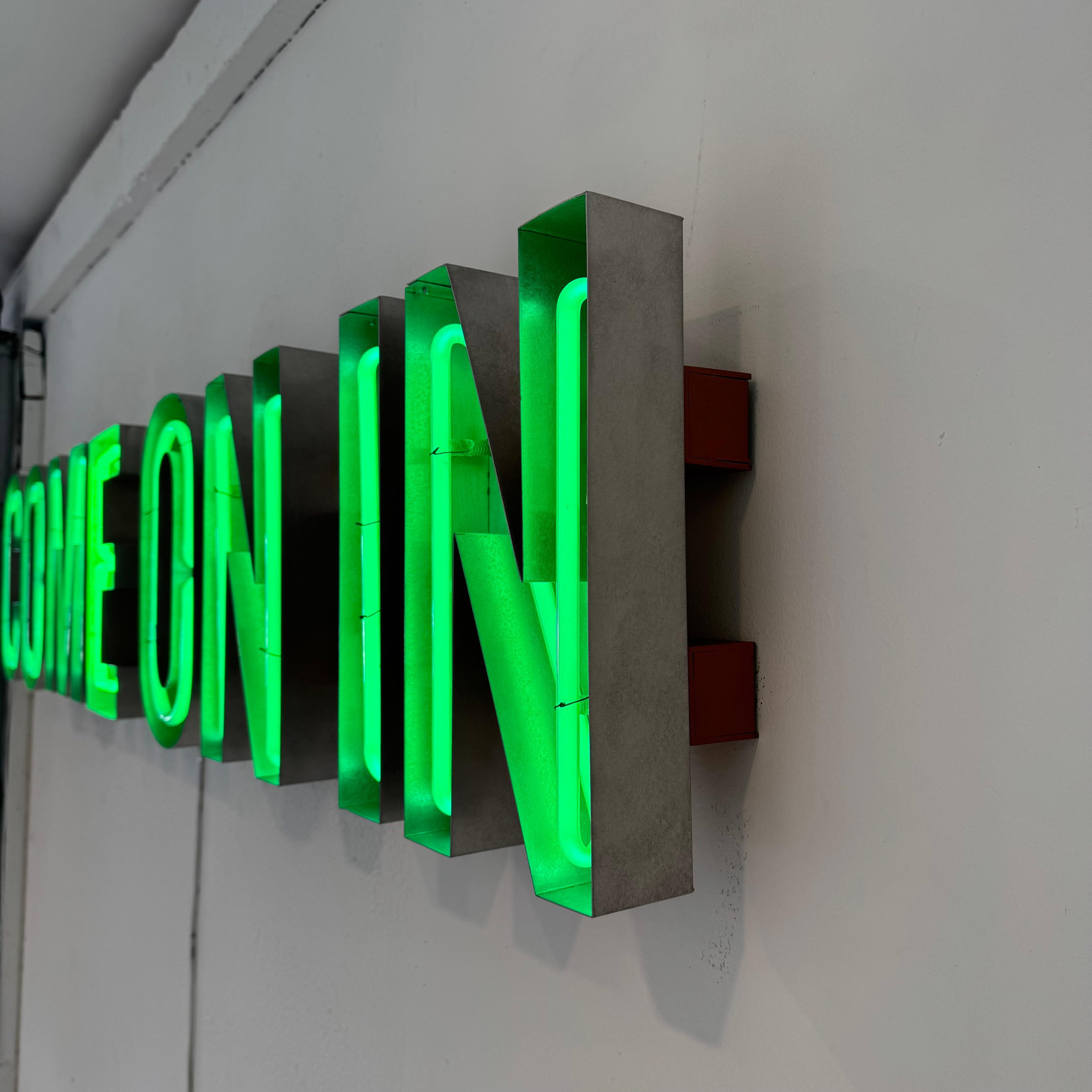 Glass 'COME ON IN' Neon Sign , 1990s USA For Sale